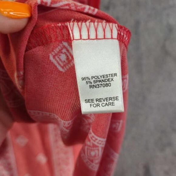 Cato Women’s Blouse 26/28W Red Geo Print High Low Stretch Boho Casual Plus Size - Picture 7 of 8